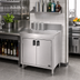 Thumbnail image #2 for Advance Tabco Underbar Basics Stainless Steel Drainboard Cabinet Base with Mid-Shelf and 2 Doors, 4-Inch Backsplash, 30 Inch Wide x 21 Inch Deep x 33 Inch High