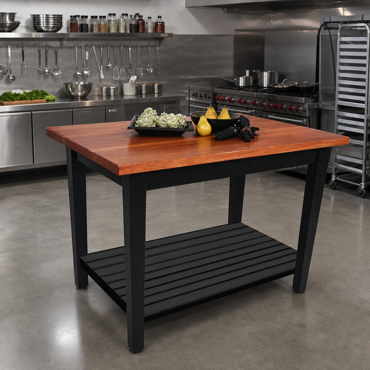 Product image #2 for Rouge et Noir Le Classique 60" x 30" Wood Island Work Table with Undershelf