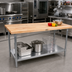 Thumbnail image #2 for John Boos Northern Hard Rock Maple Wood Top Work Table with Adjustable Undershelf, 96 x 30 Inches