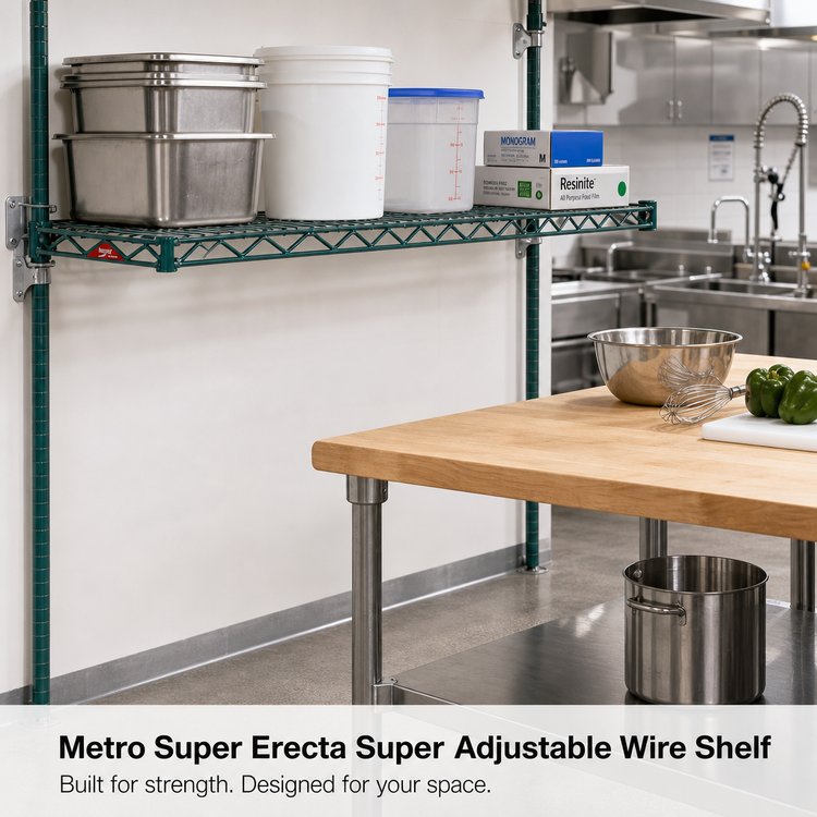 Product image #2 for Metro Super Erecta Super Adjustable Wire Shelf, 72 x 18 Inches, Metroseal 3 Green Epoxy Finish with Microban