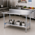 Thumbnail image #2 for 60 Inch x 30 Inch 18-Gauge 400 Series Stainless Steel Work Table with 5 Inch Backsplash and Adjustable Undershelf