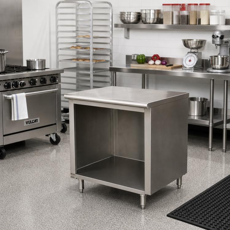 Product image #2 for Advance Tabco Special Value Economy Open Base Work Table, 48 x 30 Inch, Flat Top, 16 Gauge 304 Stainless Steel
