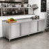Thumbnail image #2 for John Boos 132-Inch x 24-Inch Stainless Steel Enclosed Work Table with Cabinet Base and Hinged Doors