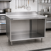 Thumbnail image #2 for Spec-Master Marine Series Stainless Steel Work Table with Open Front Cabinet Base, 84 Inch x 30 Inch, 4-1/2 Inch Backsplash