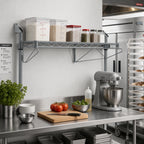 Thumbnail image #2 for Quantum WC14-CB1260GY Wall-Mount Cantilever Single-Shelf Wire Shelving Unit, 60"W x 12"D, Gray Epoxy Antimicrobial Finish