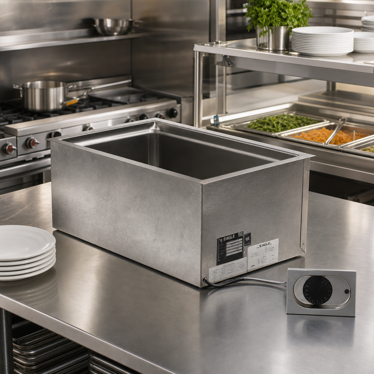 Product image #2 for Eagle Group Drop-In Electric Hot Food Well, 12 x 20 Inch Pan Opening, Wet or Dry, Thermostatic Controls