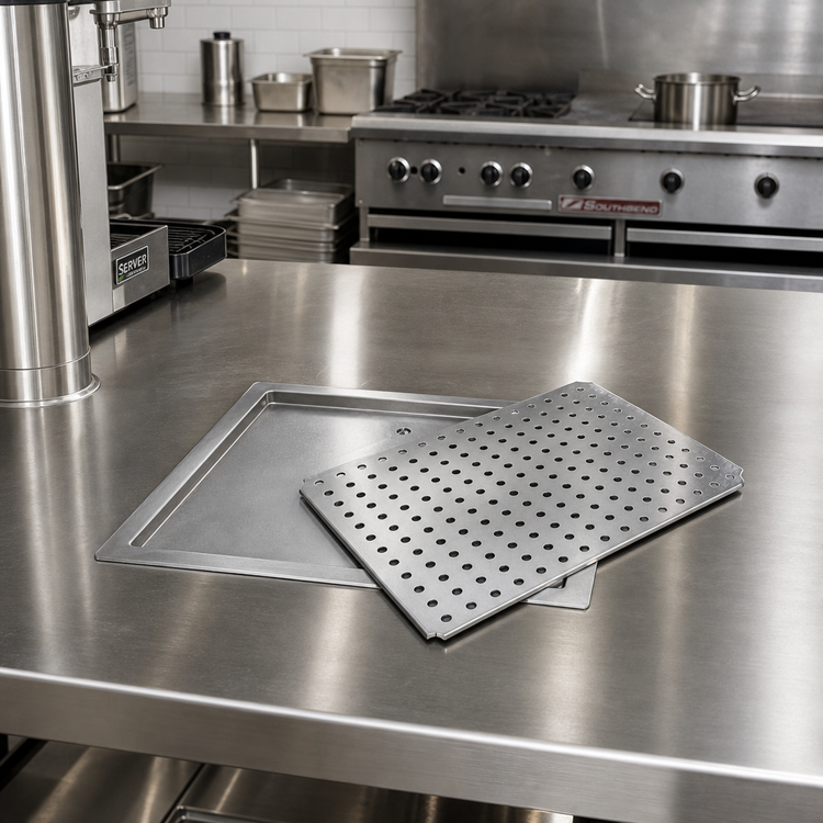 Product image #2 for Advance Tabco 18 x 18 Inch Countertop Drop-In Stainless Steel Drain Pan with Removable Drip Tray