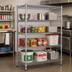 Thumbnail image #2 for Steel Works Stainless Heavy Duty 4-Tier Chrome Wire Shelving Unit, 54 x 14 x 74 Inches