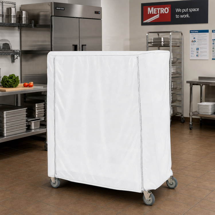 Product image #2 for Metro Waterproof Cart Cover for Queen Mary & Banquet Carts, 60 x 24 x 62 Inch, Vinyl-Nylon Coated, White
