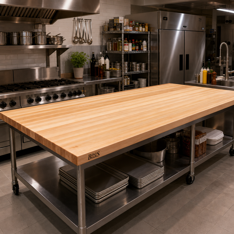 Product image #2 for John Boos Boos Block 108-Inch x 30-Inch x 3-Inch Edge Grain Maple Kitchen Countertop with Varnique Finish