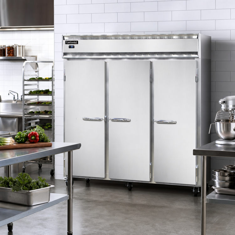 Product image #2 for Continental Refrigerator 3FESNSS Three-Section Extra-Wide Shallow Depth Reach-In Freezer