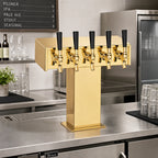 Thumbnail image #2 for Perlick Corporation 4006-5BTF 5-Faucet Countertop Tee Draft Beer Tower, Glycol-Cooled, Tarnish-Free Brass Finish