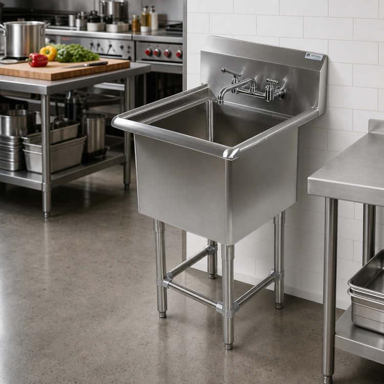 Product image #2 for John Boos Pro-Bowl 1-Compartment Sink, 18" x 18" Bowl, 14" Deep, with Stainless Steel Legs