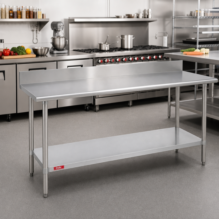 Product image #2 for Duke 84" x 24" Stainless Steel Work Table with 5" Riser and Galvanized Undershelf