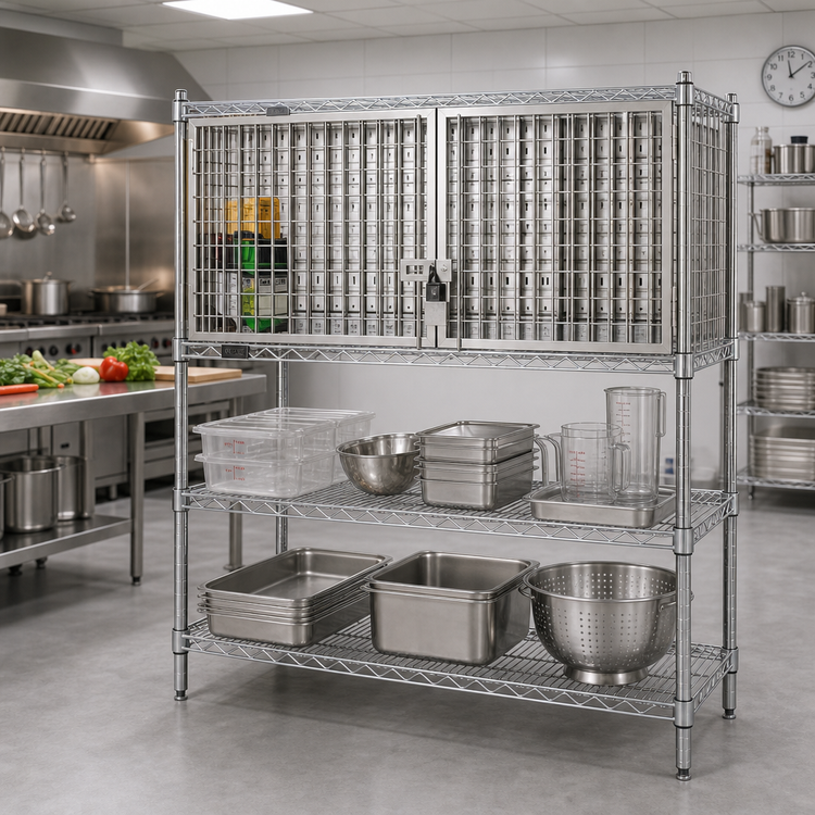 Product image #2 for Stainless Steel Security Module with Hinged Doors for 21-Inch Shelving, 30"W x 21"D