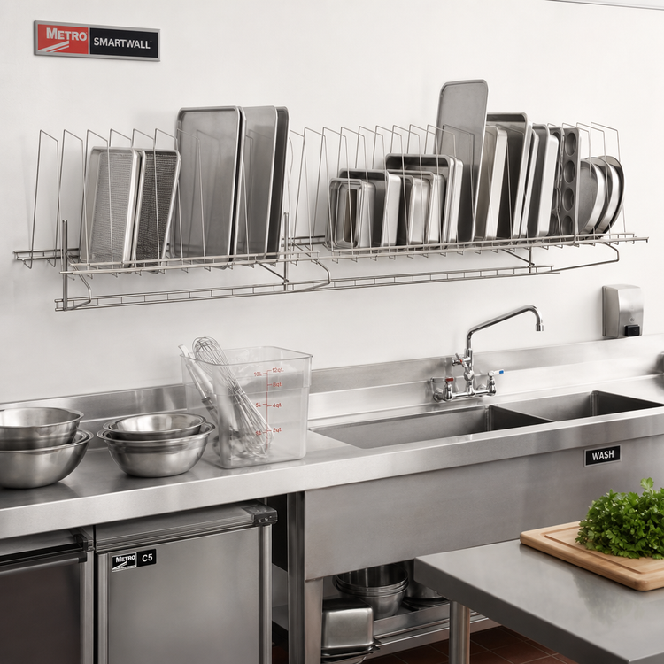 Product image #2 for Metro SmartWall Life 48-Inch Tray Drying Rack, Type 304 Stainless Steel