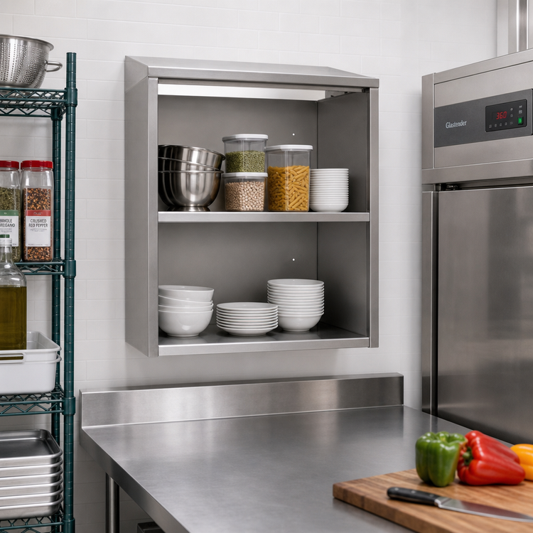 Product image #2 for Glastender Open Front Stainless Steel Wall-Mount Cabinet, 36 x 15 x 32 Inches