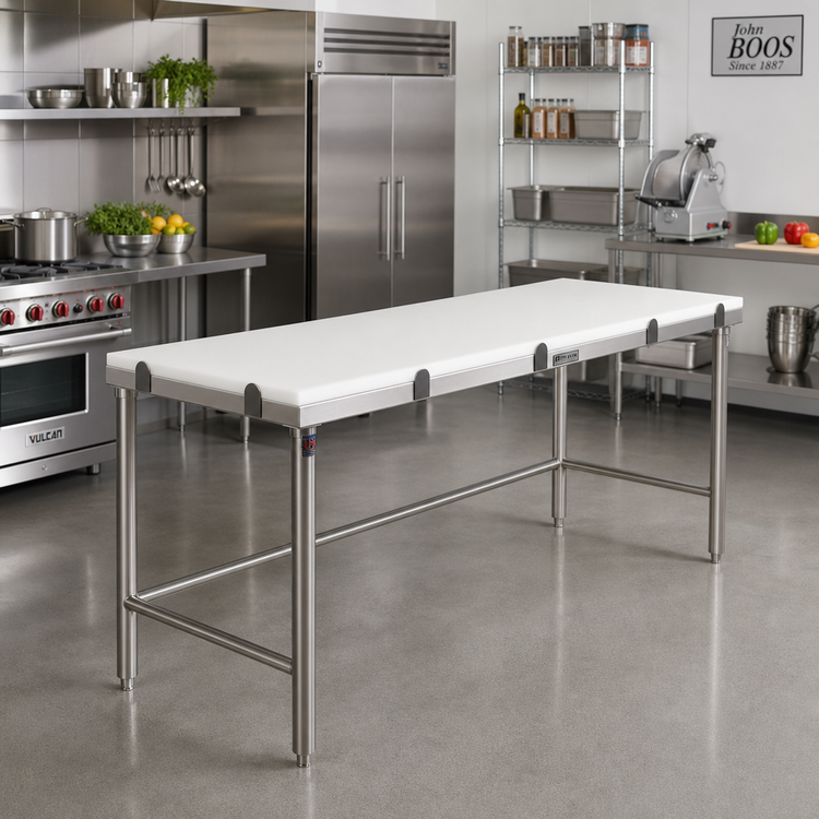 Product image #2 for John Boos 72-Inch x 24-Inch Poly Top Breaking Table with Stainless Steel Base