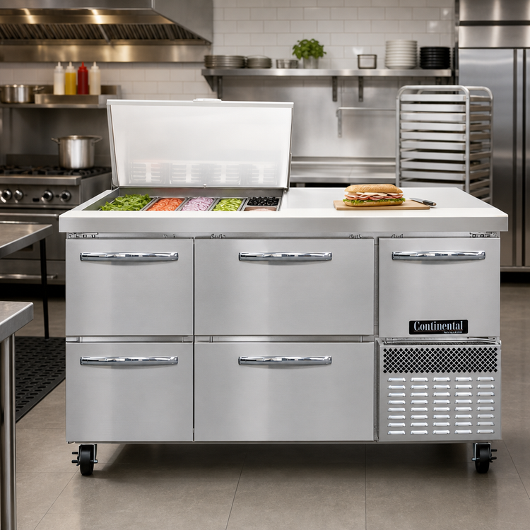Product image #2 for Continental Refrigerator RA60N12M-D 60" Refrigerated Sandwich Prep Table with 12-Pan Capacity and Drawers