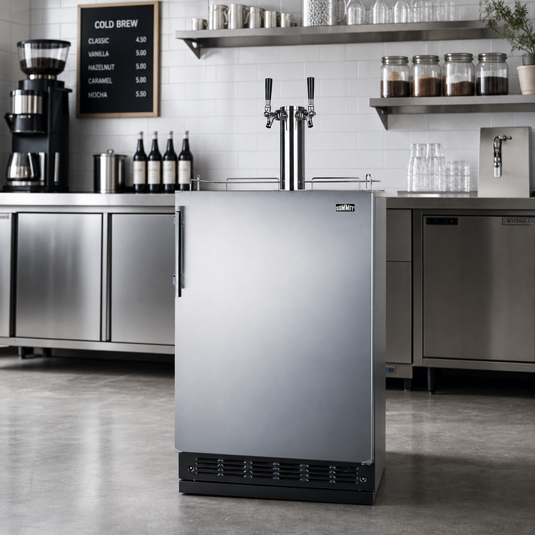 Product image #2 for Summit Commercial 24-Inch Dual Tap Cold Brew Coffee Kegerator with Reversible Stainless Steel Door