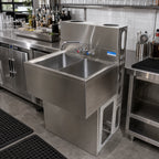 Thumbnail image #3 for BK Resources UBDW-18-336S 3-Compartment Slim-Line Underbar Sink, 36 x 18-1/4 x 33-1/2 Inches, 304 Stainless Steel, 4-1/2-Inch Backsplash