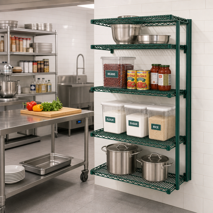 Product image #2 for Eagle Group Valu-Gard 4-Tier Add-On Wire Shelving Unit, 36W x 24D x 63H, Green Epoxy Finish
