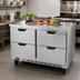 Thumbnail image #2 for Beverage Air 48-Inch Two-Section Stainless Steel Worktop Freezer with 4 Drawers and Flat Top