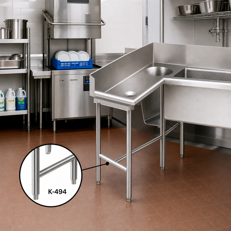 Product image #2 for Advance Tabco Stainless Steel Leg Assembly for Dishtables with Welded Cross Brace