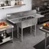 Thumbnail image #2 for Three-Compartment Stainless Steel Convenience/Deli Sink with Double Drainboards, 54 Inch