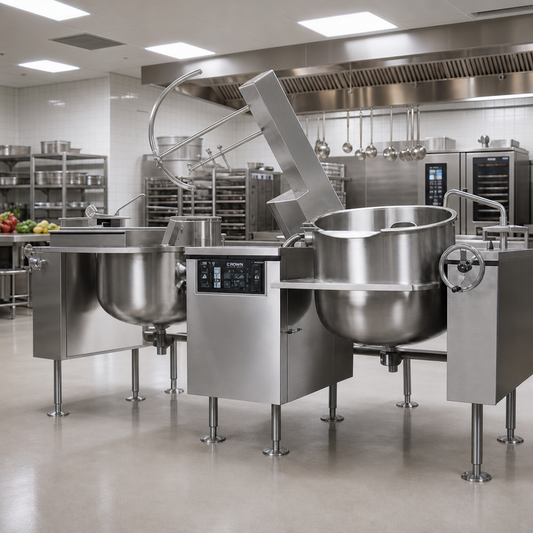 Product image #2 for Crown DLTM-80-2 Twin 80 Gallon Direct Steam Tilting Mixer Kettle