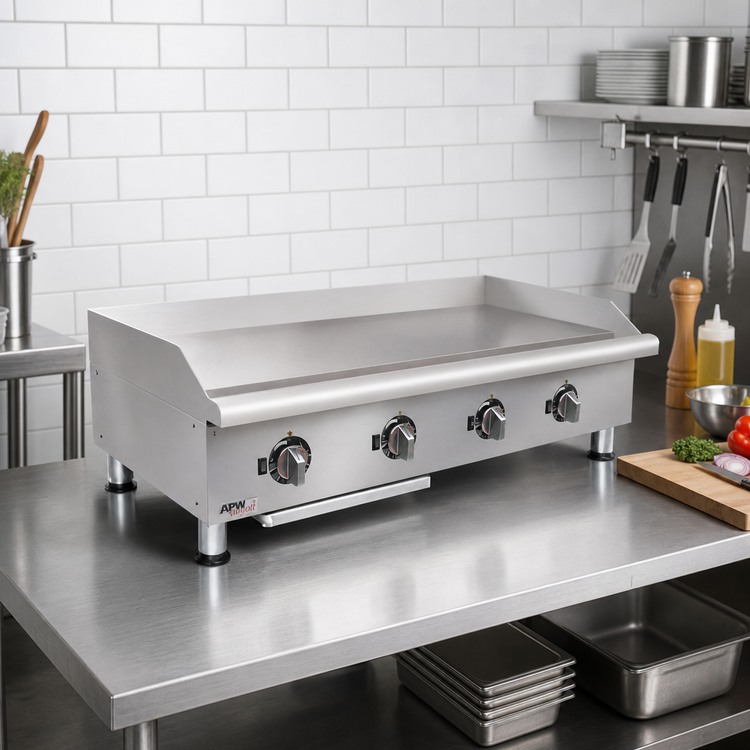 Product image #2 for APW Wyott Workline EG-36S 36-Inch Commercial Electric Countertop Griddle with Smooth Polished Steel Plate