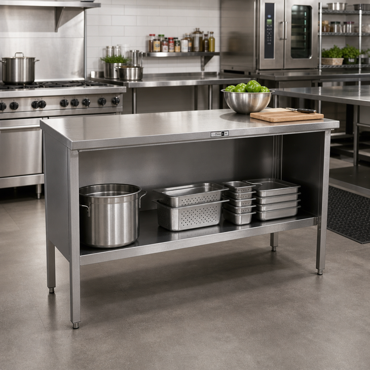 Product image #2 for John Boos EBOS4-3060 Open Front Enclosed Base Stainless Steel Work Table, 60 x 30 Inch, 14 Gauge