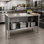 Thumbnail image #2 for John Boos EBOS4-3060 Open-Front Stainless Steel Work Table with Fixed Undershelf, 60 x 30 in, 14-Gauge 300 Series Top