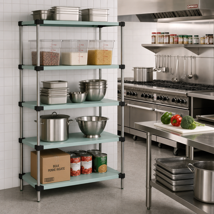 Product image #2 for Quantum 42-Inch x 24-Inch x 54-Inch 304 Stainless Steel Solid Shelving Starter Kit