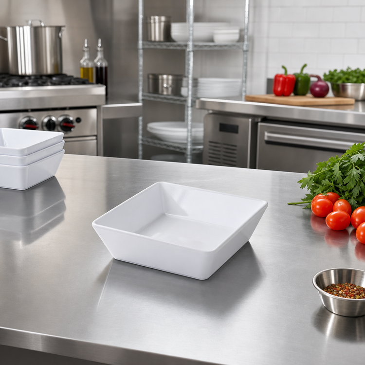 Product image #2 for Endurance 16 oz White Square Shallow Melamine Bowl