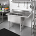 Thumbnail image #2 for Advance Tabco 2-Compartment Fabricated Sink with Right Drainboard, 18 x 24 x 14-Inch Bowls, 16-Gauge 304 Stainless Steel