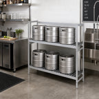 Thumbnail image #2 for Fermod 2R59B57 2-Shelf Aluminum Keg Rack, 6-Keg Capacity, 59 x 18 x 57 Inches