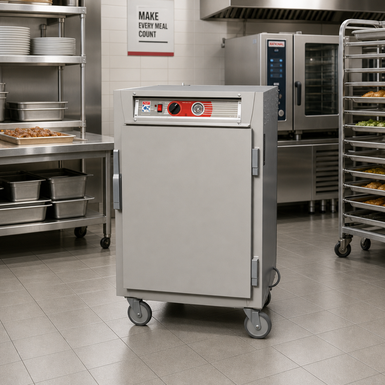 Product image #2 for Metro C5 6 Series Half-Height Mobile Heated Holding Cabinet, Solid Doors, 17-Pan Capacity, 120V