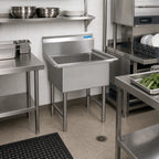 Thumbnail image #2 for BK Resources BKS6-1-18-14S 1-Compartment Stainless Steel Sink, 18 x 18 x 14 Bowl, 10-Inch Backsplash, No Drainboards