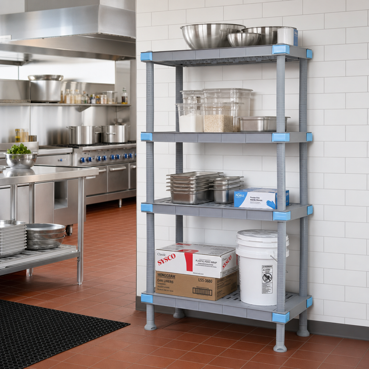 Product image #2 for Quantum Millenia Gray Polymer Stationary Starter Shelving Unit, 48"W x 24"D x 62"H