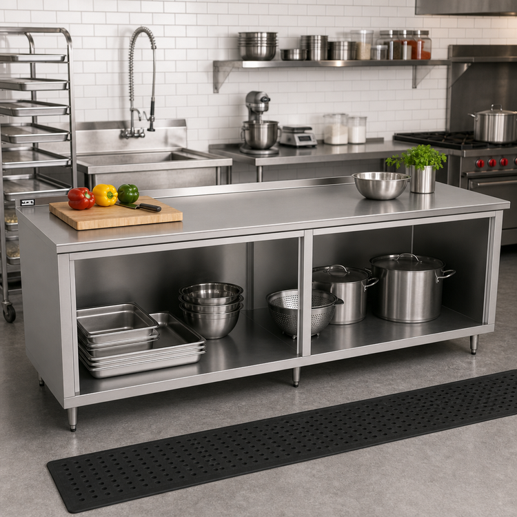 Product image #2 for John Boos Modular Base Open Front Work Table, 108"W x 36"D, 14-Gauge Stainless Steel Top, 1-1/2" Rear Riser