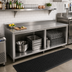 Thumbnail image #2 for John Boos Stainless Steel Underbar Work Table with Cabinet Base, Open Front, 5-Inch Backsplash, and 16-Gauge Top, 120 x 24 Inches