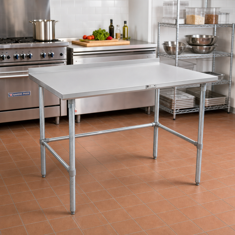 Product image #2 for John Boos Stallion 60" x 36" 16-Gauge Stainless Steel Top Work Table with 1-1/2" Rear Up-Turn and Galvanized Legs