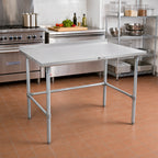 Thumbnail image #2 for John Boos Stallion ST6R1.5-3660GBK 60" x 36" Stainless Steel Work Table, 16-Gauge Type 300 Top, 1-1/2" Backsplash, Galvanized Base