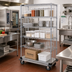 Thumbnail image #2 for Quantum Chrome-Plated Mobile Enclosure Cart with 5 Shelves, 36 x 24 x 81 Inches