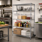 Thumbnail image #2 for Quantum RWR72-2448LD 4-Tier Stationary Wire Shelving Unit, 48 x 24 x 72 Inches, Chrome-Plated, 300 lb. per Shelf