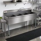 Thumbnail image #2 for Eagle Group 1872-4-16/3 Four-Compartment Utility Sink, 73-3/8 in. x 22 in., 16-Gauge 304 Stainless Steel, No Drainboards