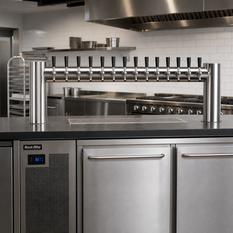 Product image #2 for Metropolis H 14-Faucet Countertop Glycol-Cooled Draft Beer Tower with Kool-Rite Module, Polished Stainless Steel