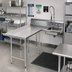 Thumbnail image #2 for Advance Tabco L-Shaped Left-Mount Dishlanding-Soil Dishtable with Landing and Pre-Rinse Sink, 107 Inch, 14/304 Stainless Steel