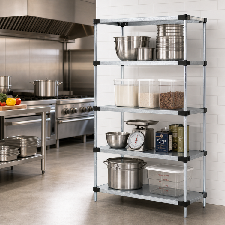 Product image #2 for Quantum 24"W x 18"D x 86"H Solid Shelving Starter Kit with 4 Shelves and 4 Posts